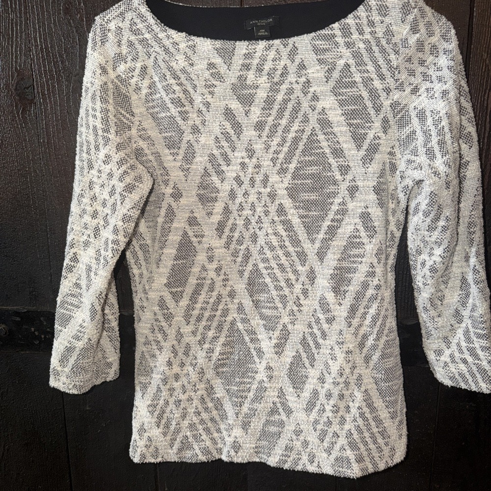 Ann Taylor Top Size Petite Extra Small Cotton Blend 3/4 Sleeve Womens Career P